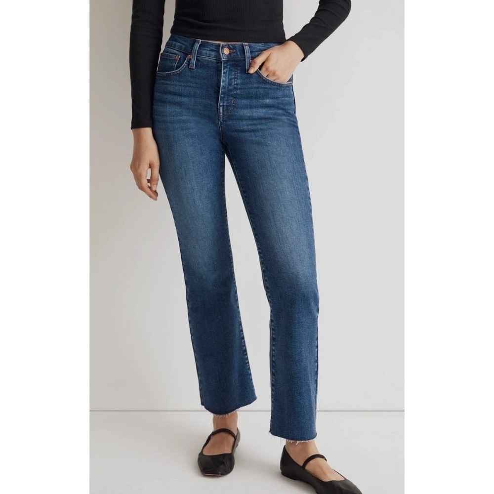 Madewell Kick Out Crop Jeans 29 Raw Hem Mid Rise Casual Modern Denim‎